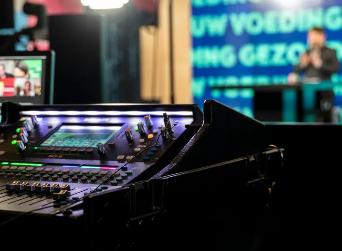 Digital media cable wire supports audio, video, and control signals in a commercial Pro AV production system with professional AV equipment and live presentation technology.