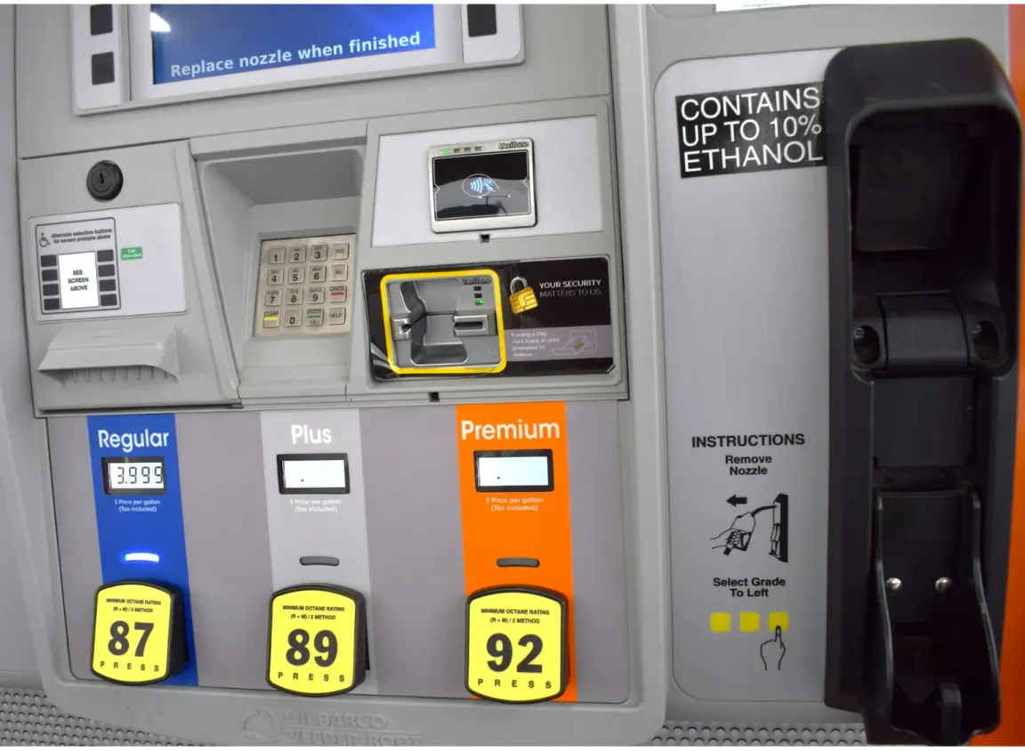 Gas station payment terminal connected to petroleum forecourt data and EMV communication infrastructure