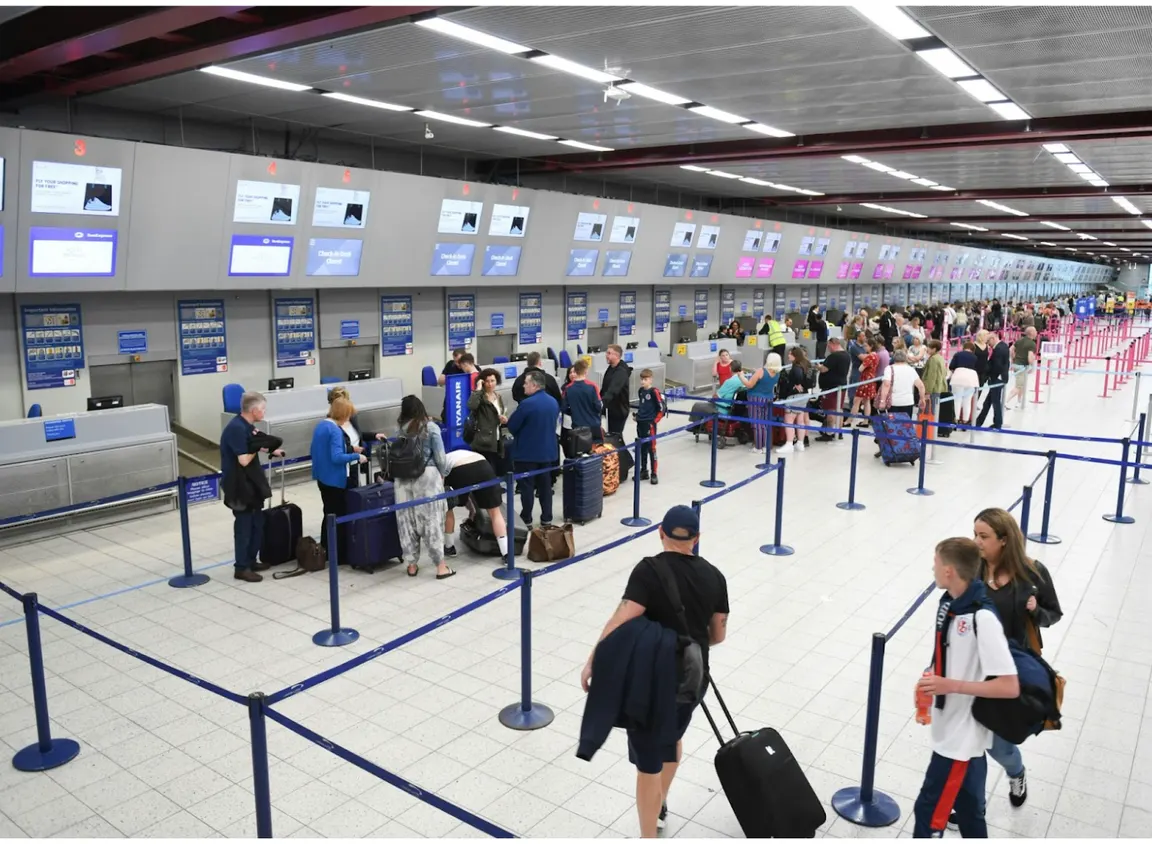 Airport terminal with large public gathering area, illustrating complex commercial environments where public safety DAS systems support reliable in-building communication